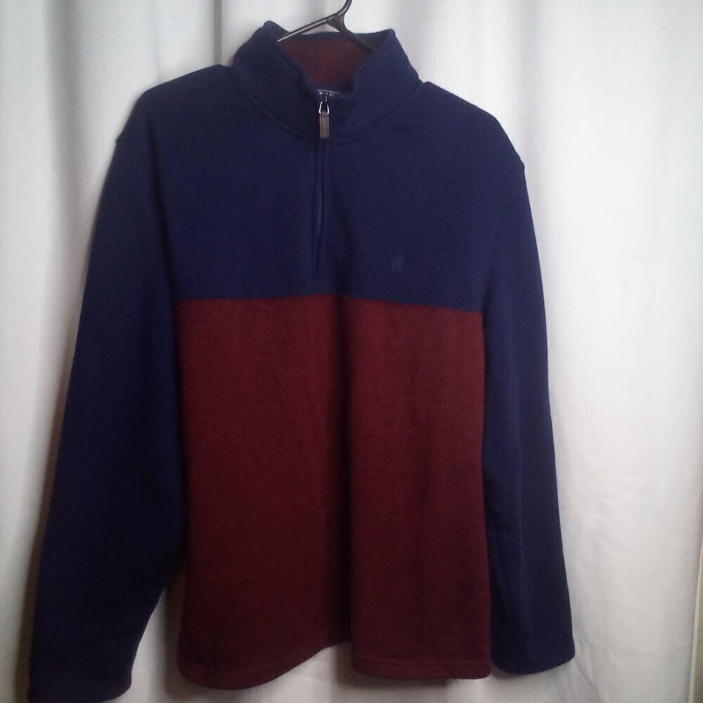 Izod Pullover Sweatshirt Men XL Long Sleeve Top Zip Blue Red